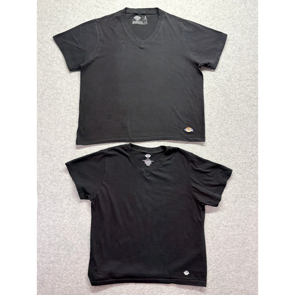 Dickies and Dockers Mens Small Black V-Neck T-Shirt Bundle 100% Cotton 2 Pack